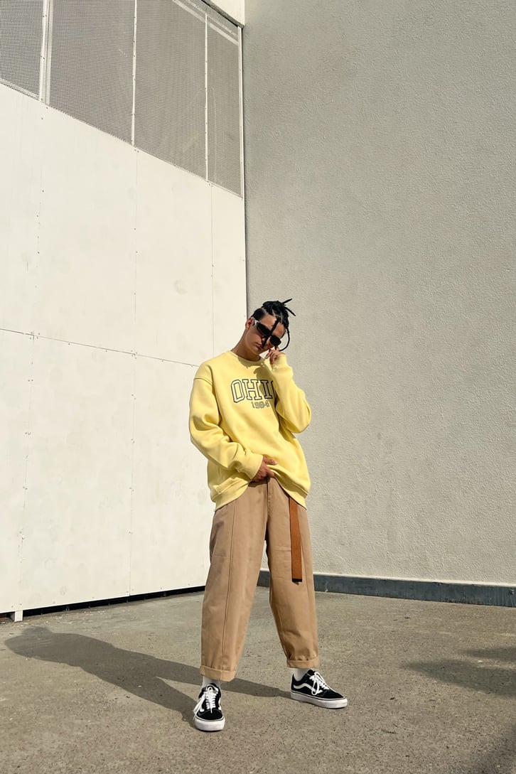 Ohio 1984 Baskılı Sarı Oversize Sweatshirt