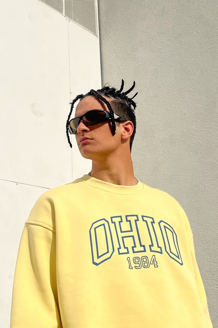 Ohio 1984 Baskılı Sarı Oversize Sweatshirt