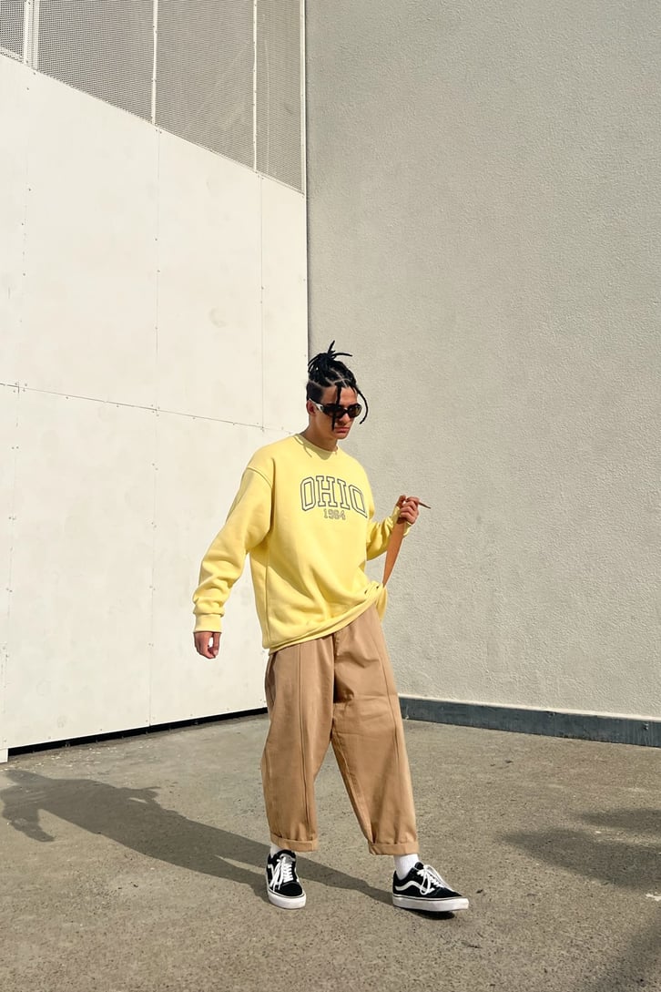 Ohio 1984 Baskılı Sarı Oversize Sweatshirt
