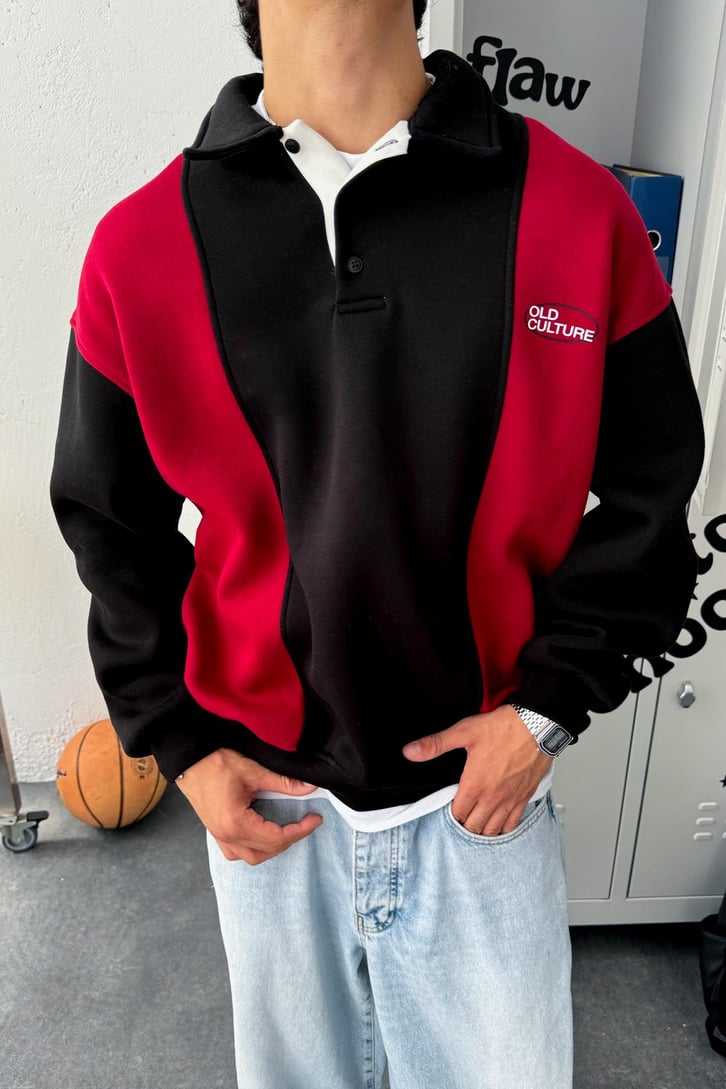 Old Culture Bloklu Polo Yaka Sweatshirt