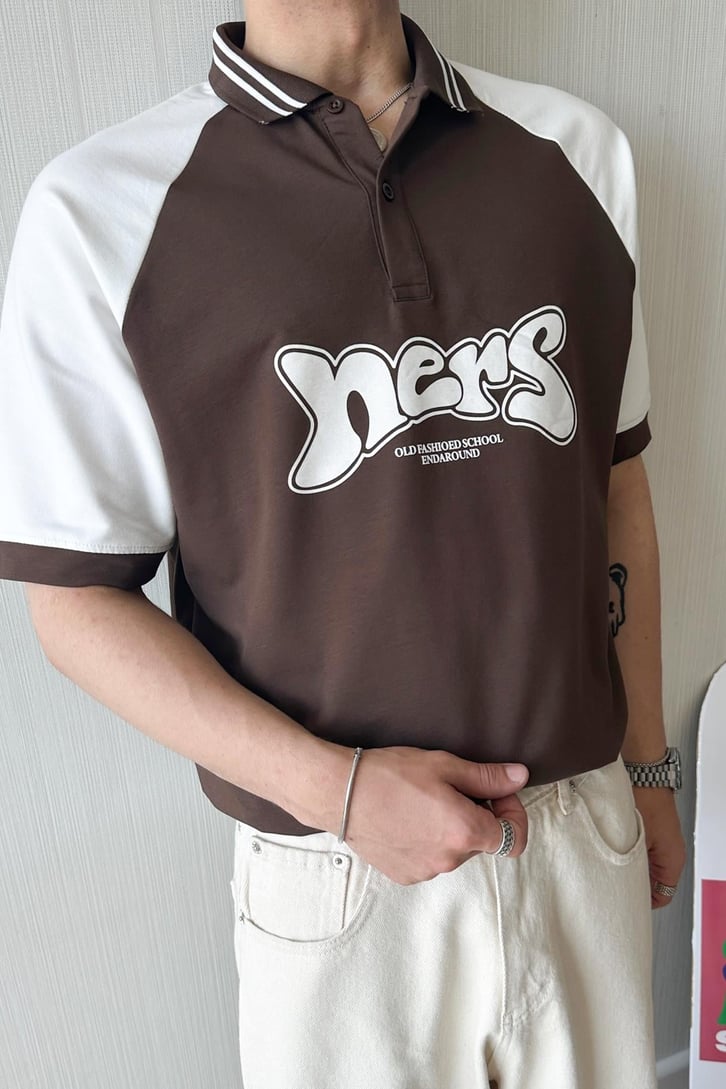 Old School Polo Yaka Oversize Tişört