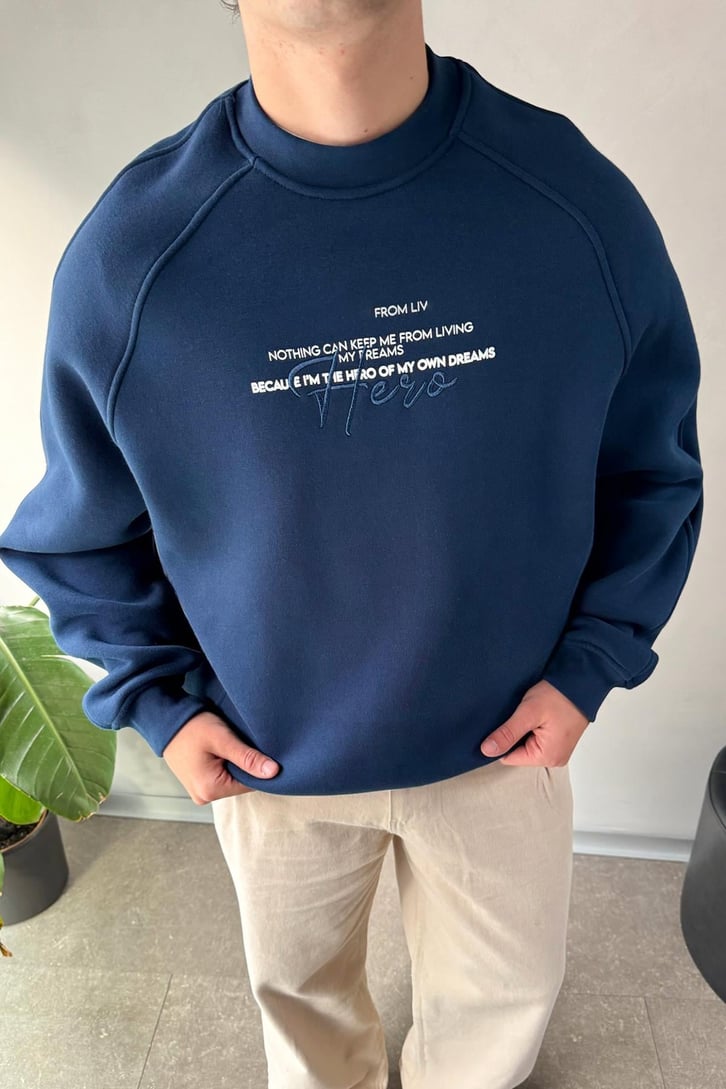 Ön Baskılı Bisiklet Yaka Sweatshirt