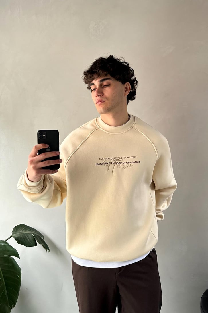 Ön Baskılı Bisiklet Yaka Sweatshirt