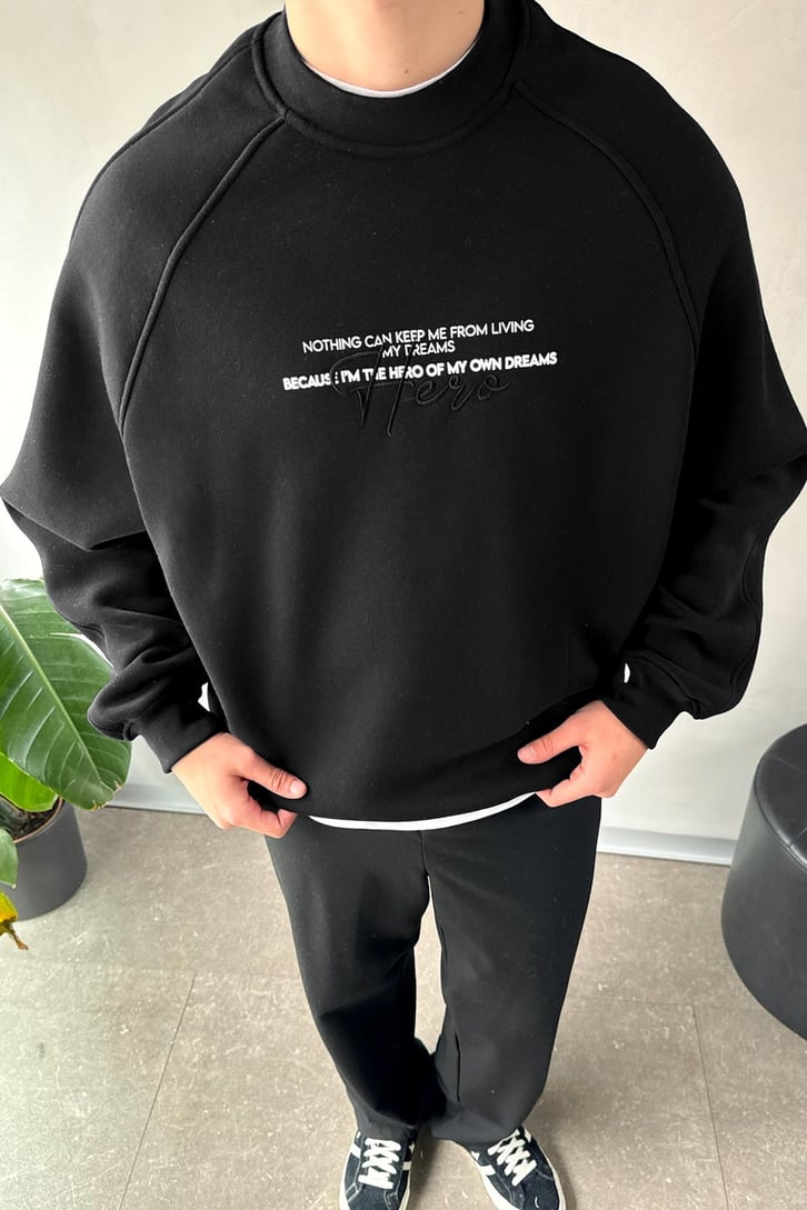 Ön Baskılı Bisiklet Yaka Sweatshirt