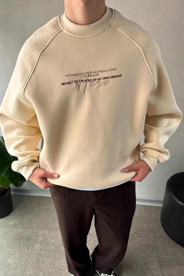 Ön Baskılı Bisiklet Yaka Sweatshirt