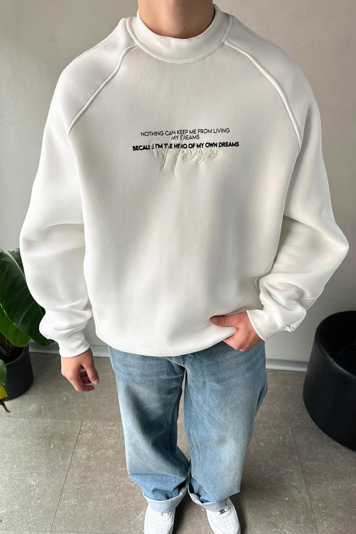 Ön Baskılı Bisiklet Yaka Sweatshirt