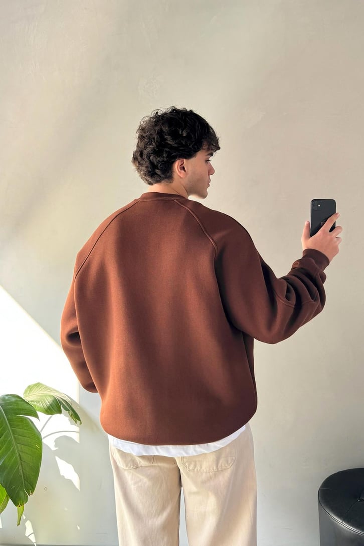 Ön Baskılı Bisiklet Yaka Sweatshirt