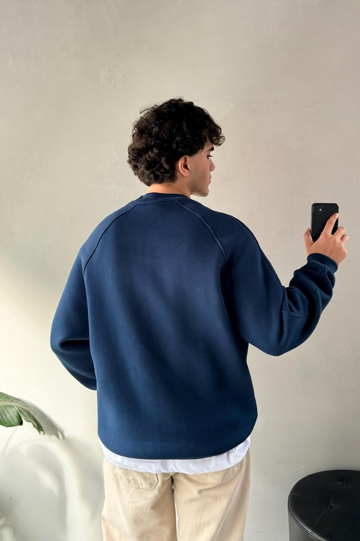 Ön Baskılı Bisiklet Yaka Sweatshirt