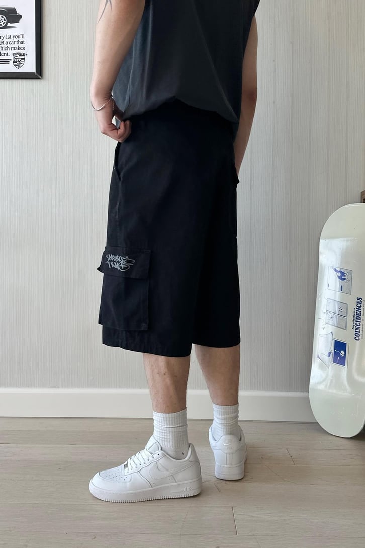 Ön Baskılı Çok Cepli Premium Baggy Şort
