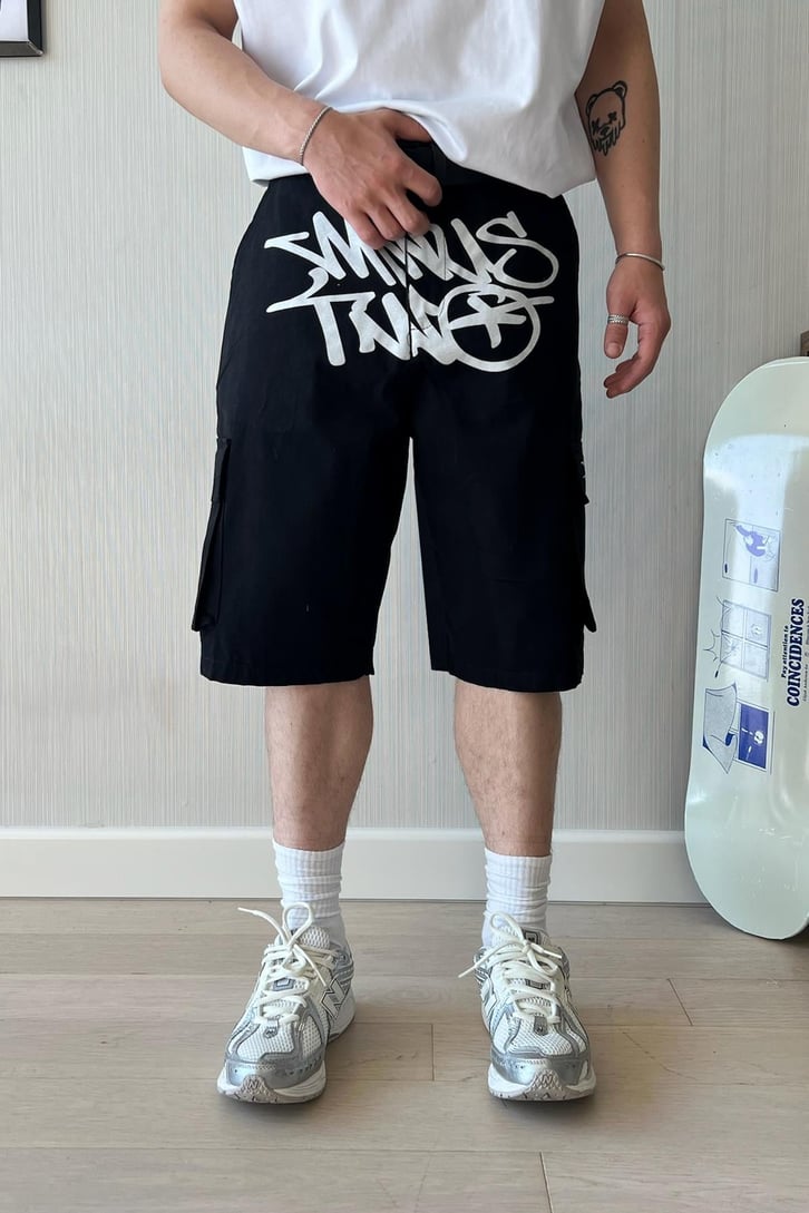 Ön Baskılı Çok Cepli Premium Baggy Şort
