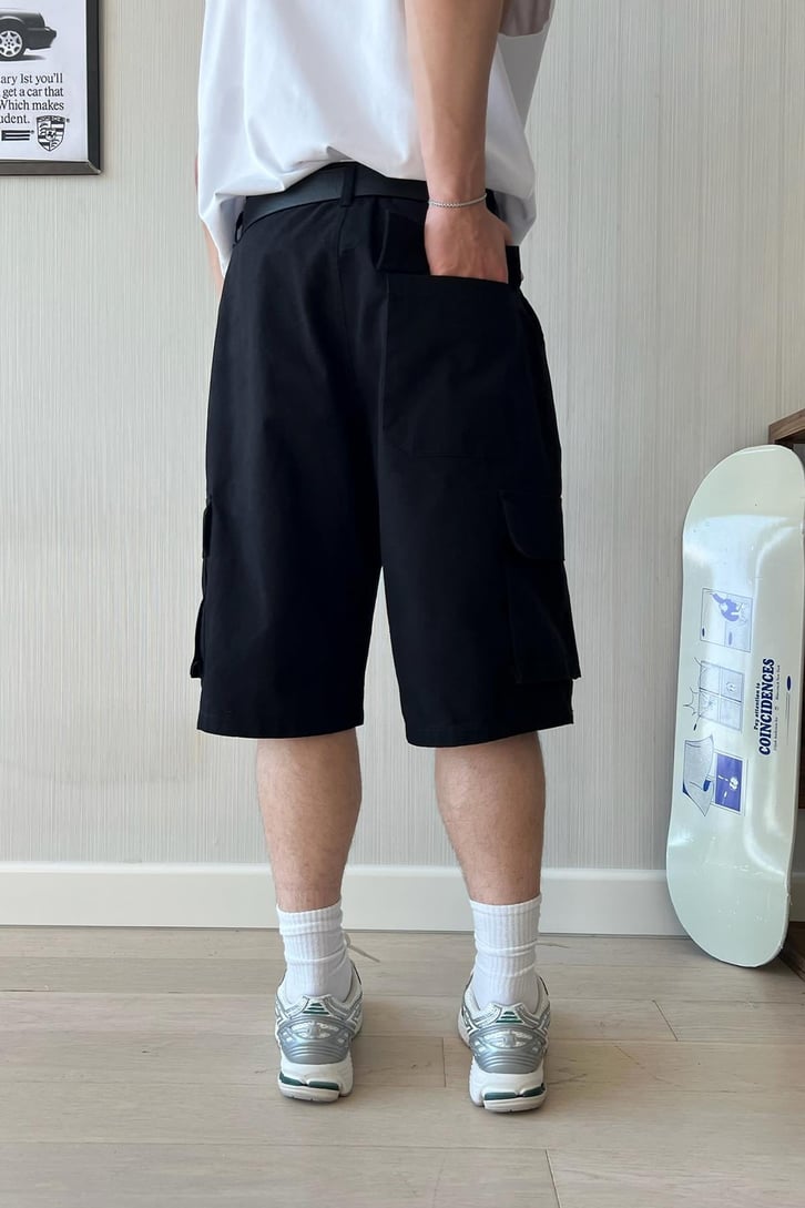 Ön Baskılı Çok Cepli Premium Baggy Şort