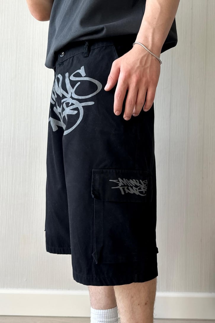 Ön Baskılı Çok Cepli Premium Baggy Şort