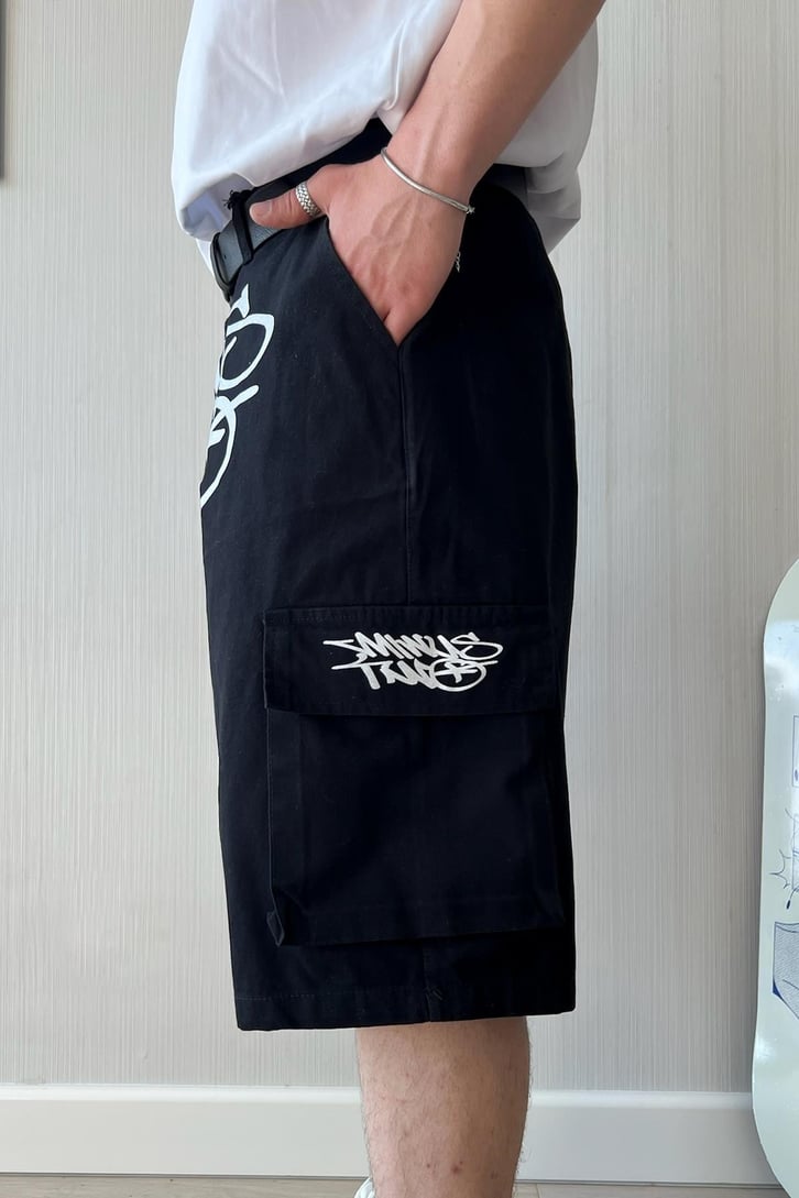 Ön Baskılı Çok Cepli Premium Baggy Şort