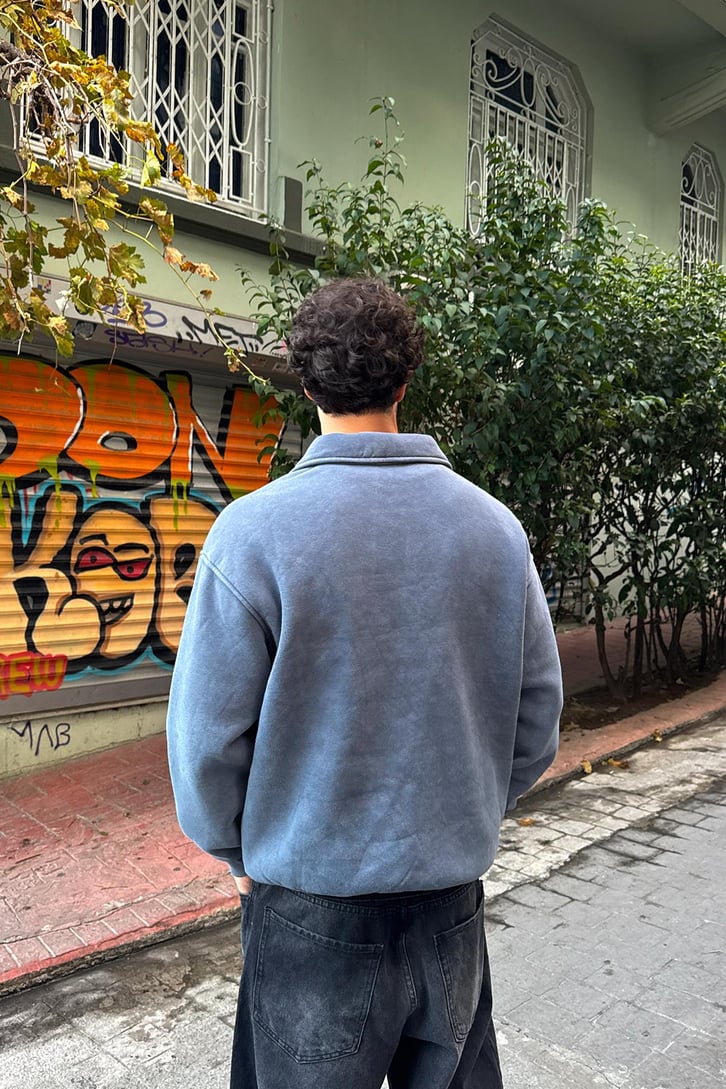 Ön Cep Detay Half Zip Sweatshirt