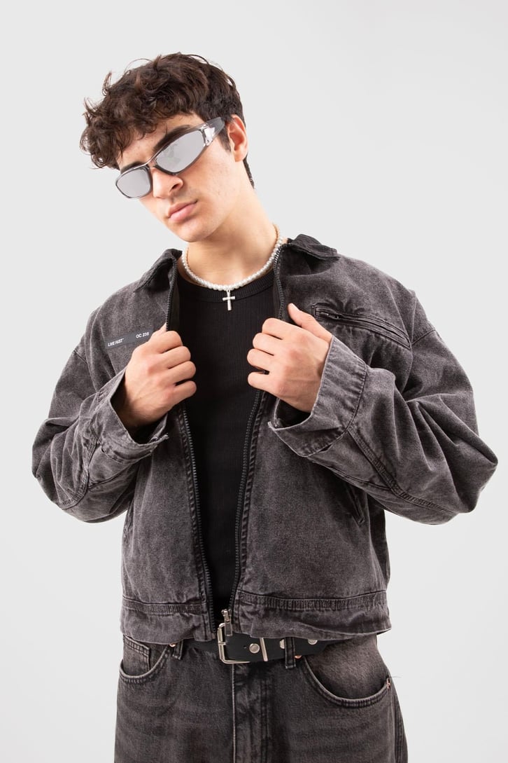 Ön Cepli Acid Wash Kot Ceket