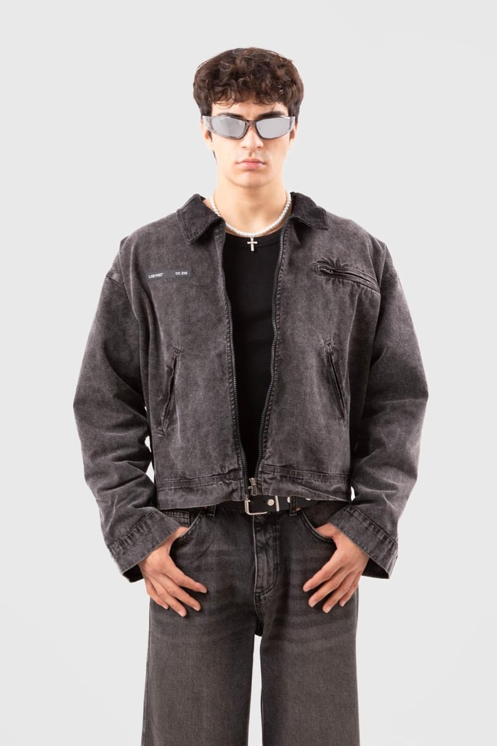 Ön Cepli Acid Wash Kot Ceket