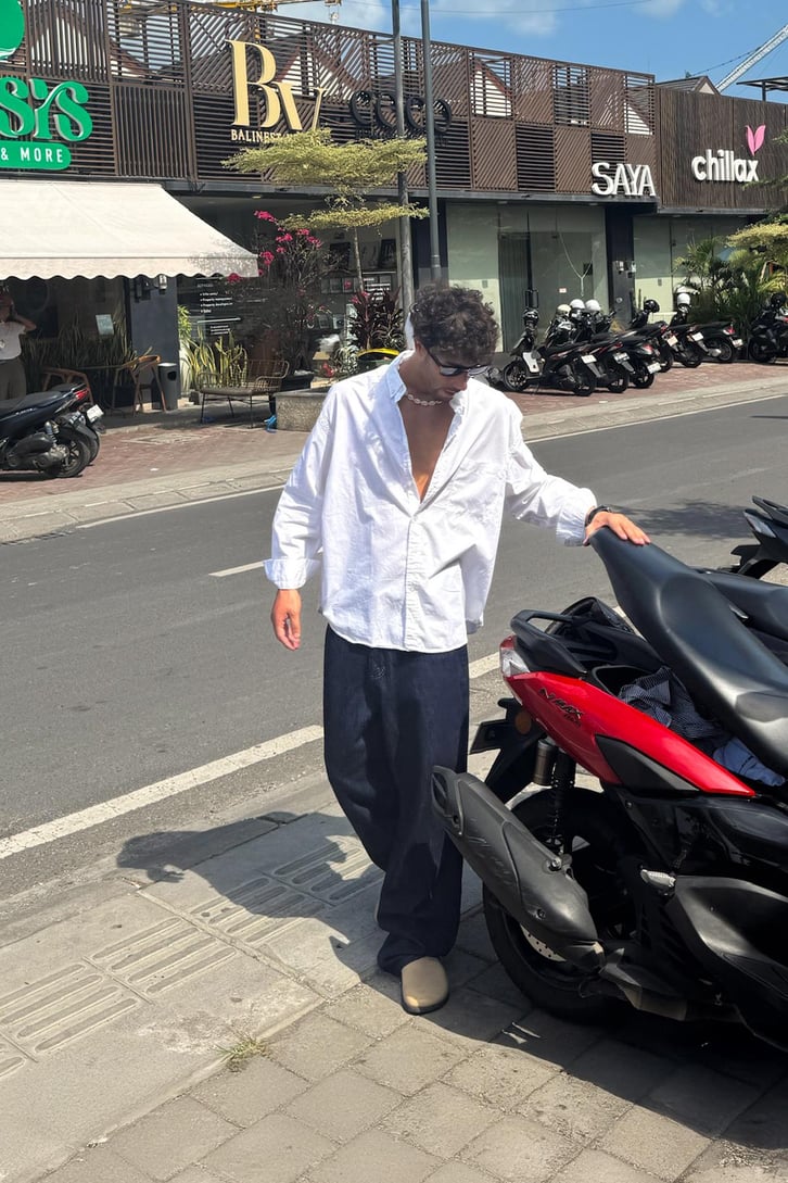 Ön Cepli Oversize Keten Gömlek