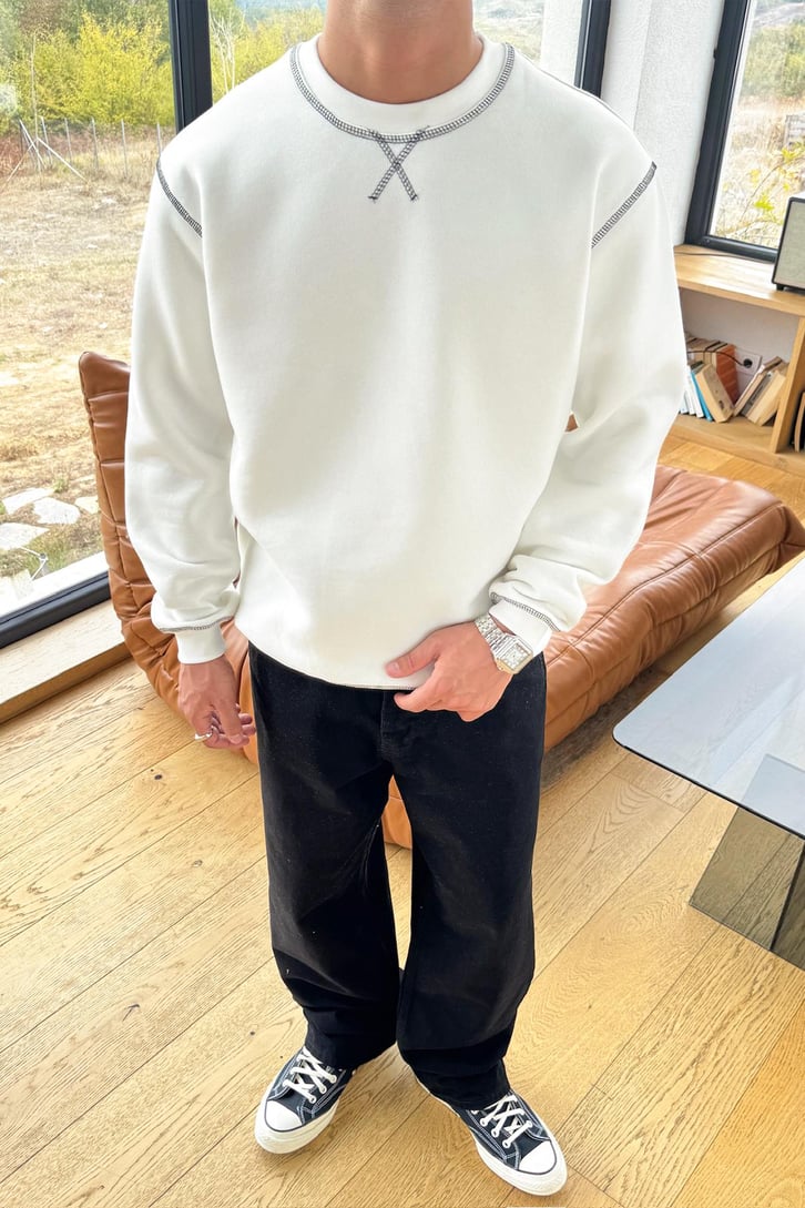 Ön Dikiş Detay Sweatshirt