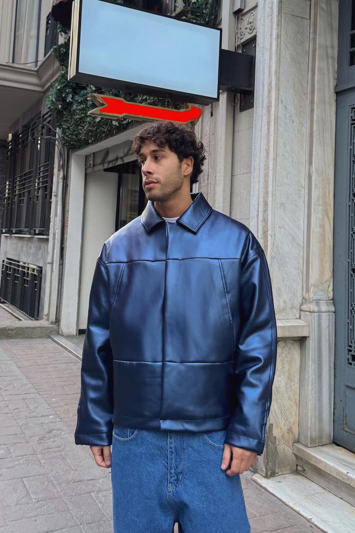 Ön Dikişli Suni Deri Ceket