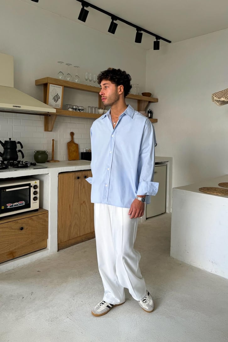 Ön Düğme Detaylı Oversize Gömlek