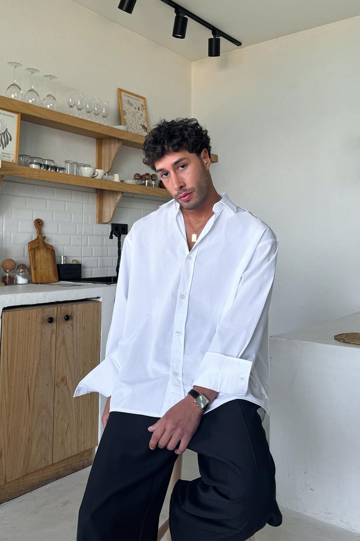 Ön Düğme Detaylı Oversize Gömlek