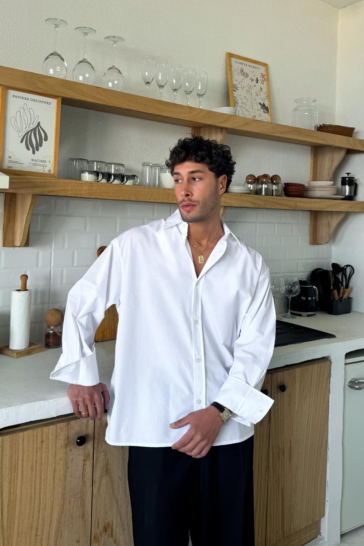 Ön Düğme Detaylı Oversize Gömlek