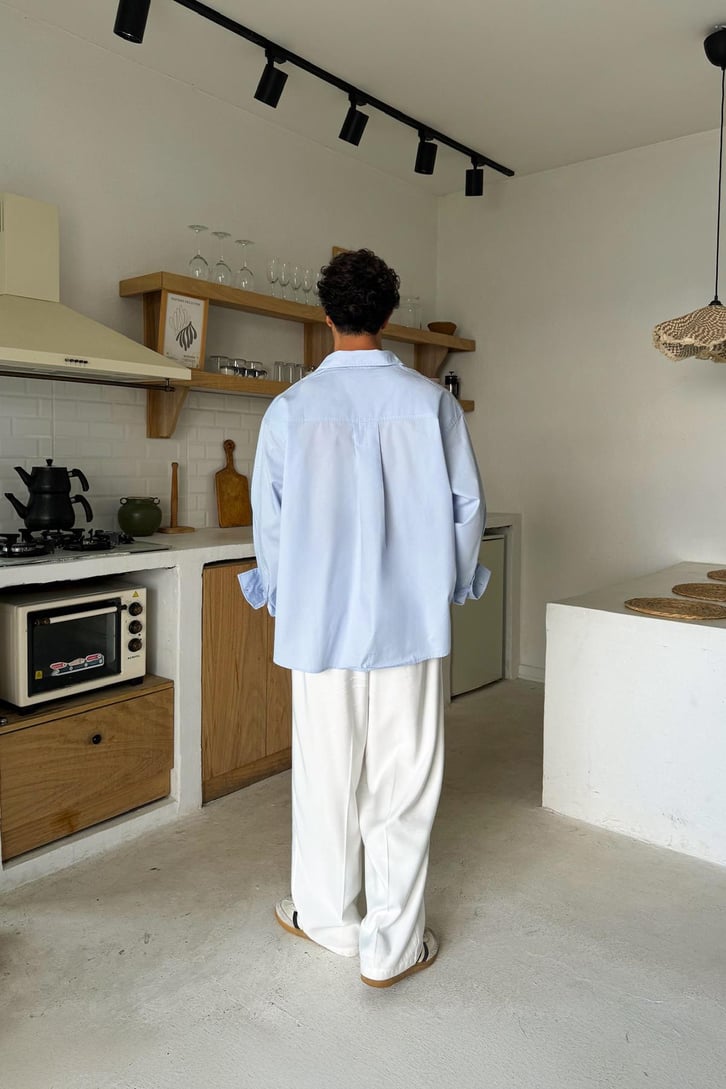 Ön Düğme Detaylı Oversize Gömlek