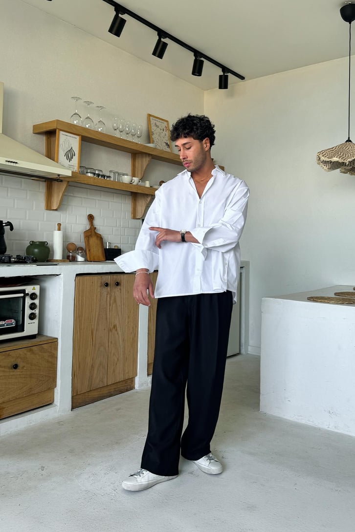 Ön Düğme Detaylı Oversize Gömlek