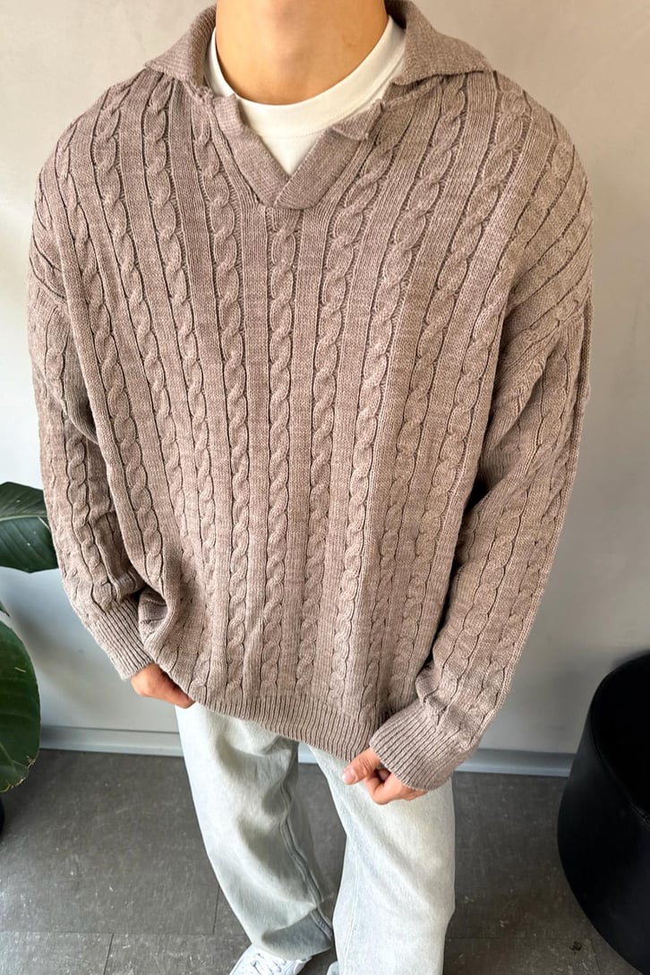 Örgü Model Polo Yaka Triko Kazak