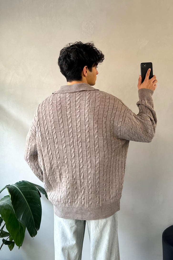Örgü Model Polo Yaka Triko Kazak