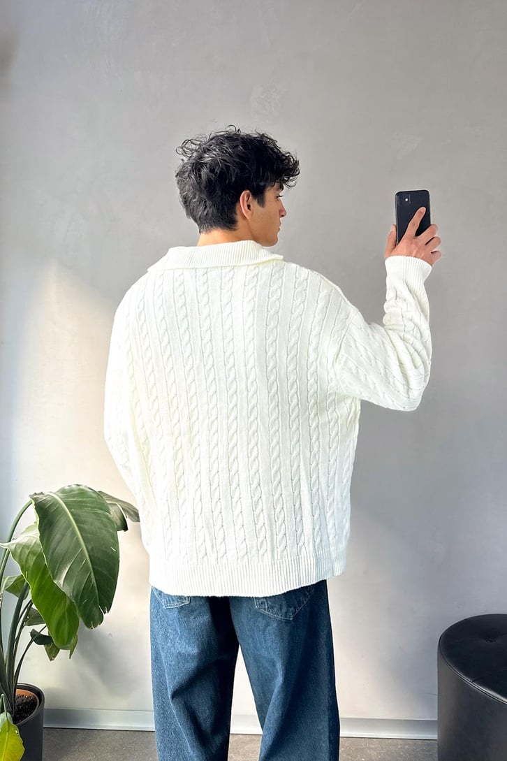Örgü Model Polo Yaka Triko Kazak