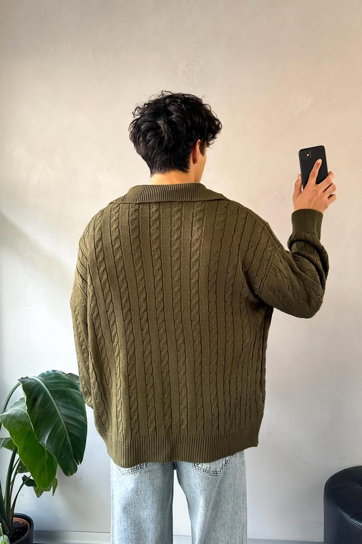 Örgü Model Polo Yaka Triko Kazak