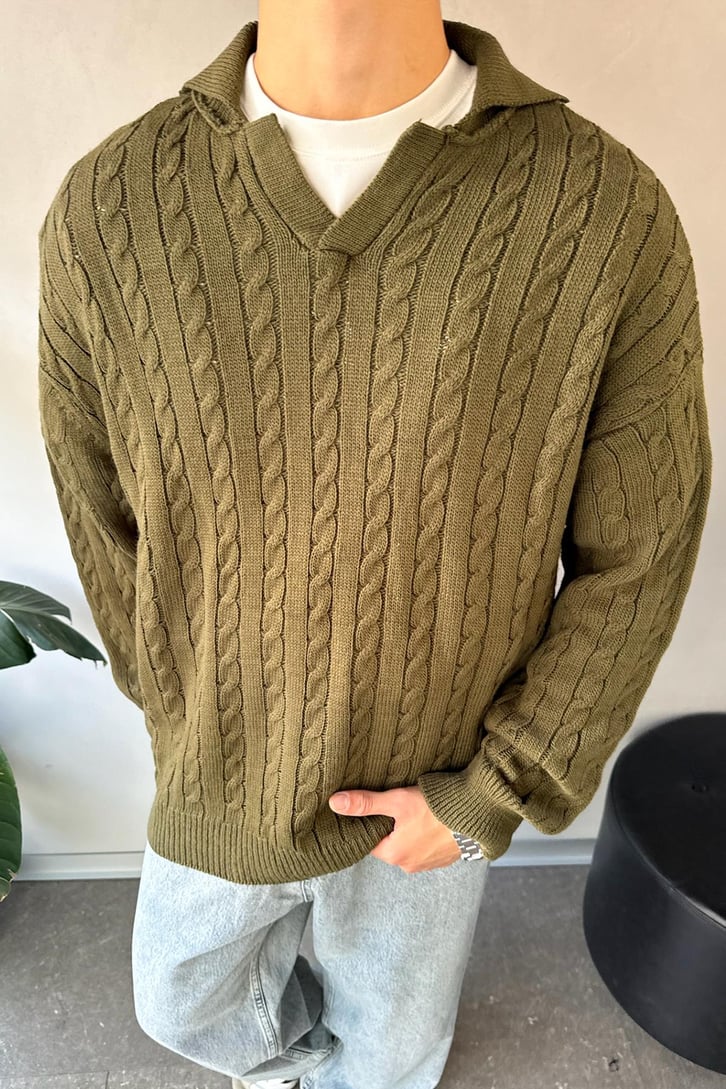 Örgü Model Polo Yaka Triko Kazak