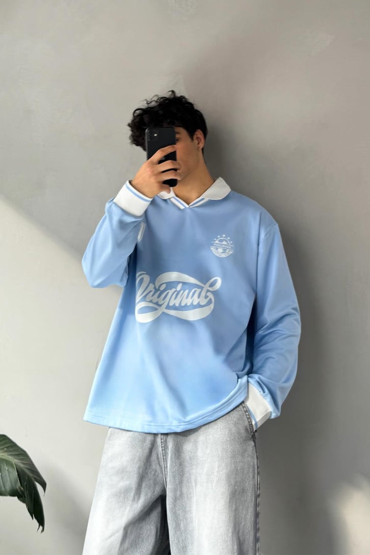Original Baskılı Polo Yaka Sweatshirt