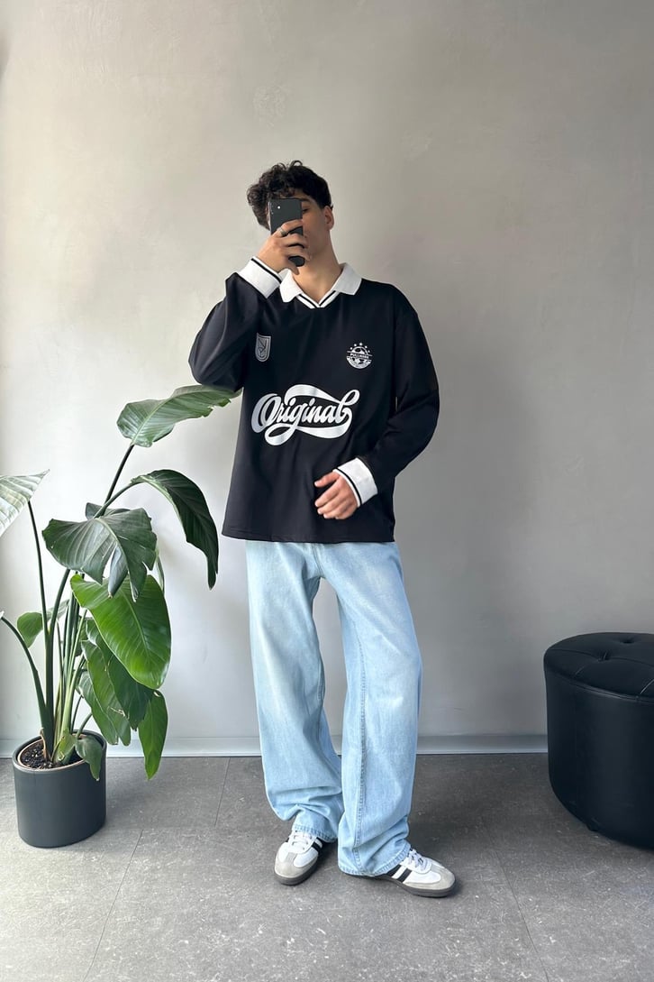 Original Baskılı Polo Yaka Sweatshirt