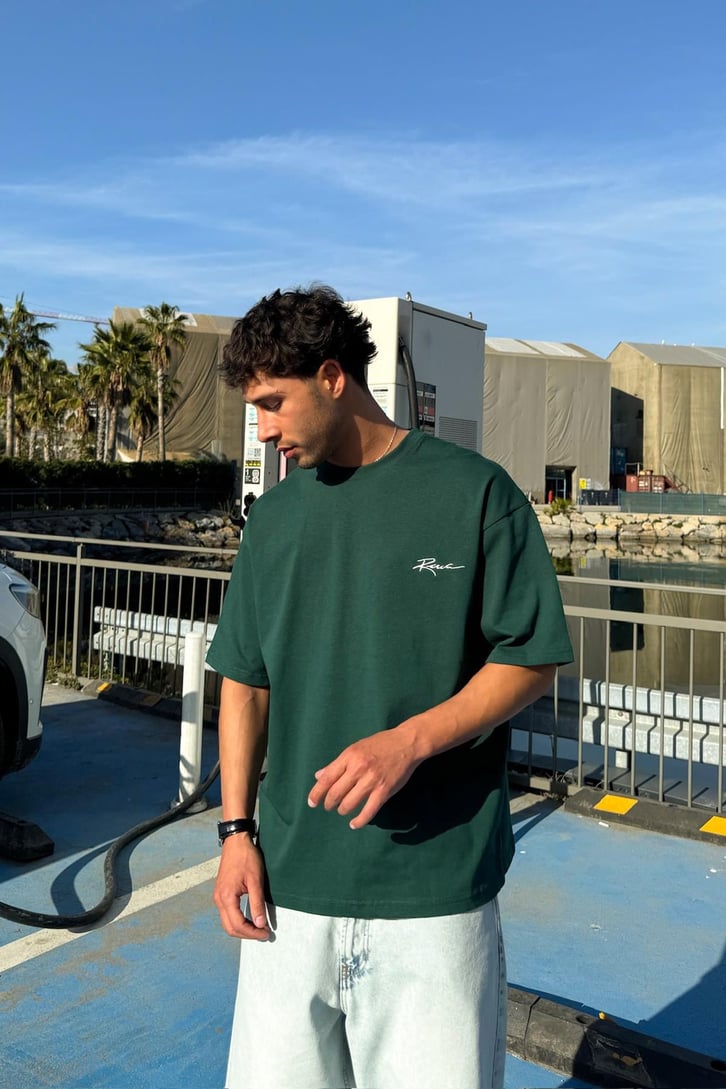 Ostrich Sırt Nakışlı Oversize Tişört