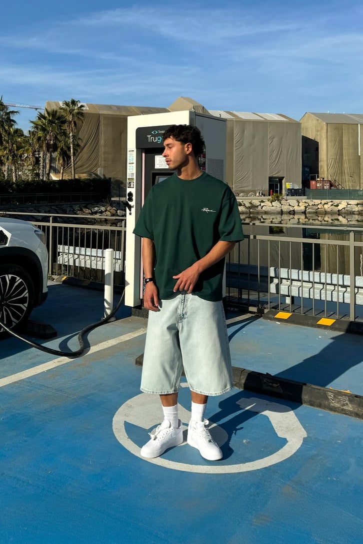 Ostrich Sırt Nakışlı Oversize Tişört