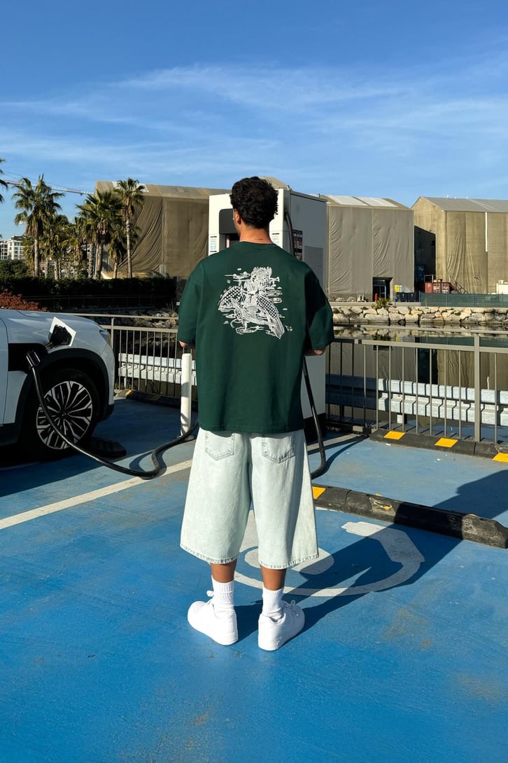 Ostrich Sırt Nakışlı Oversize Tişört