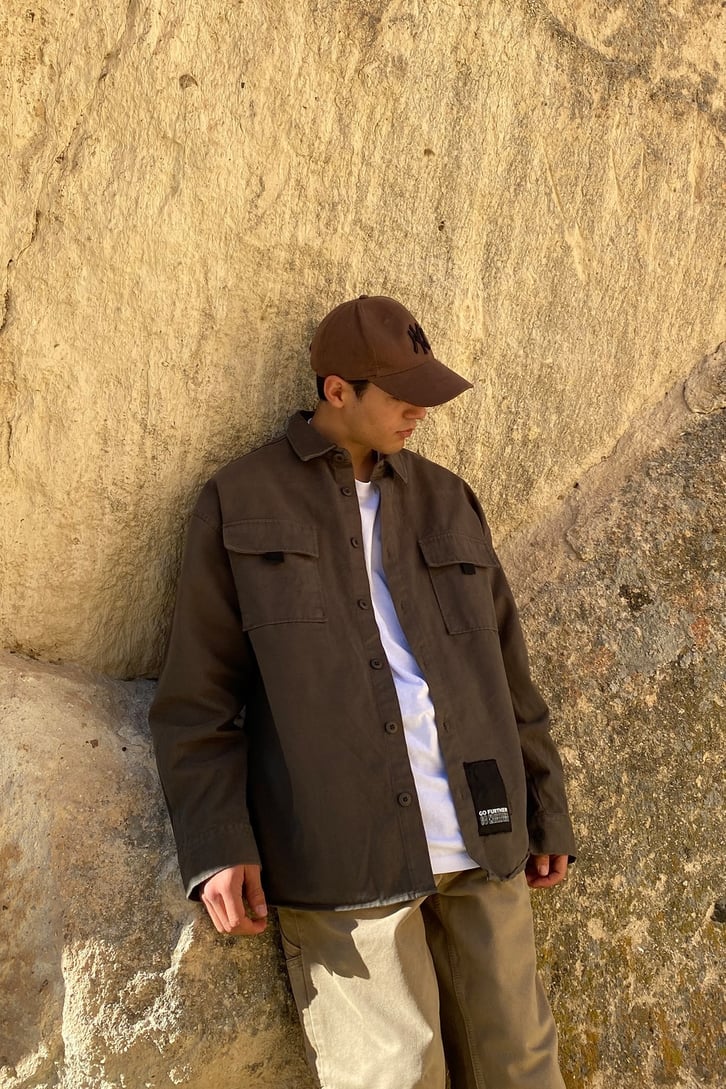 OVERSIZE ETİKET NAKIŞLI GÖMLEK CEKET