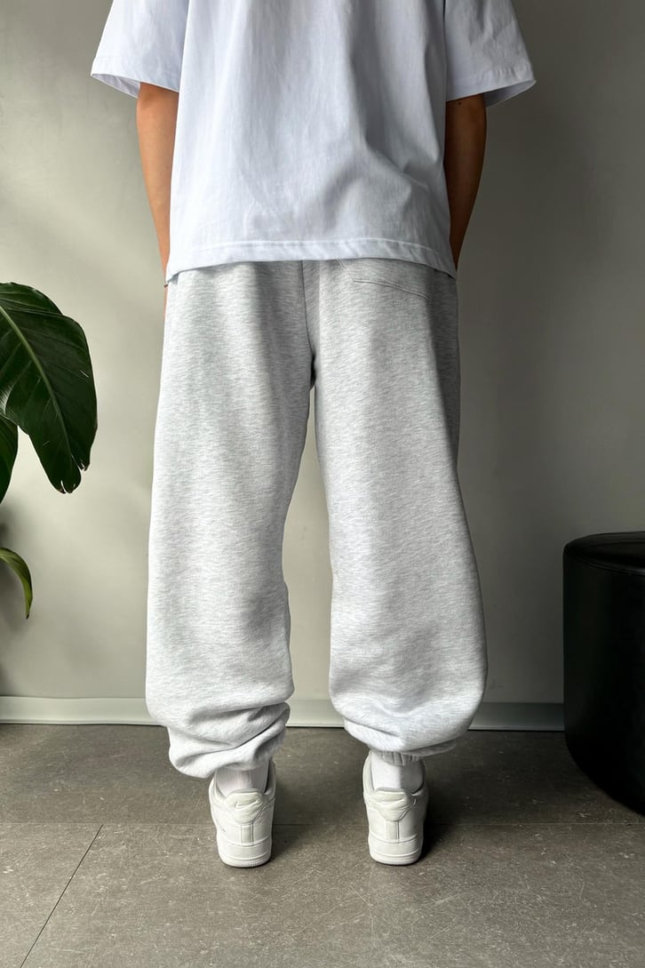 Oversize Gri Melanj Jogger Eşofman Altı