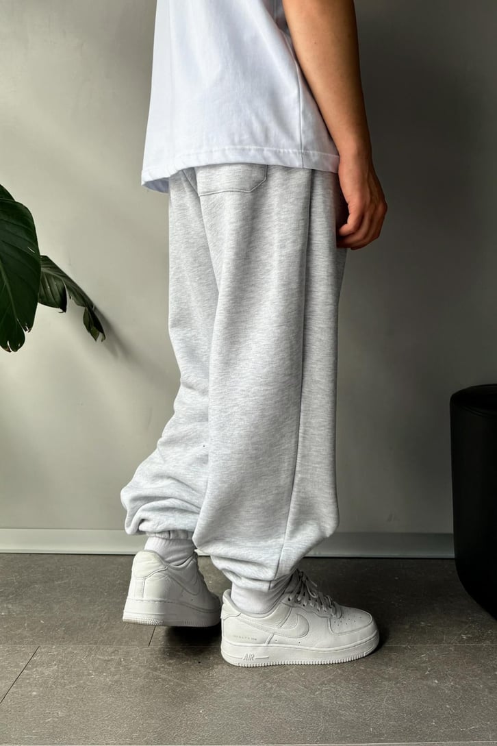 Oversize Gri Melanj Jogger Eşofman Altı
