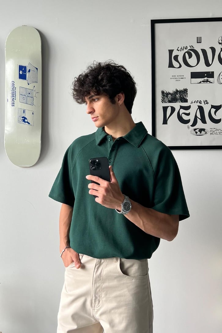 Oversize Polo Yaka Tişört