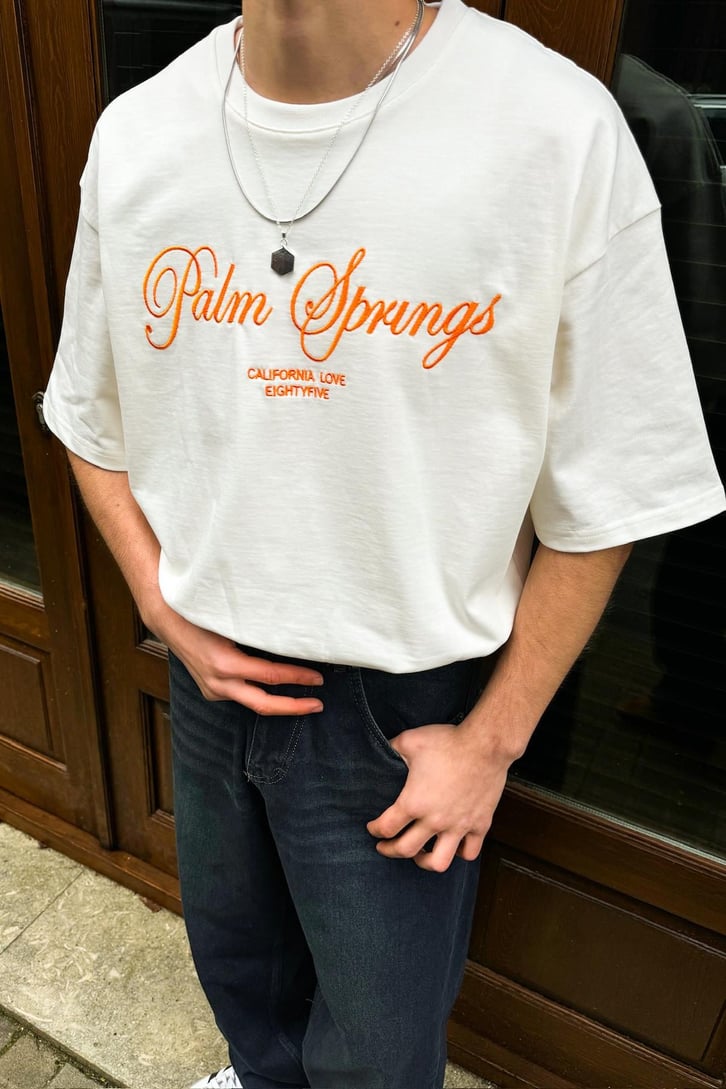 Palm Springs Nakışlı Oversize Tişört