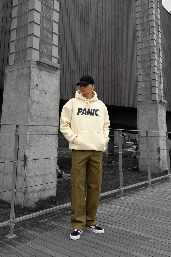 Panic Baskılı Oversize Hoodie
