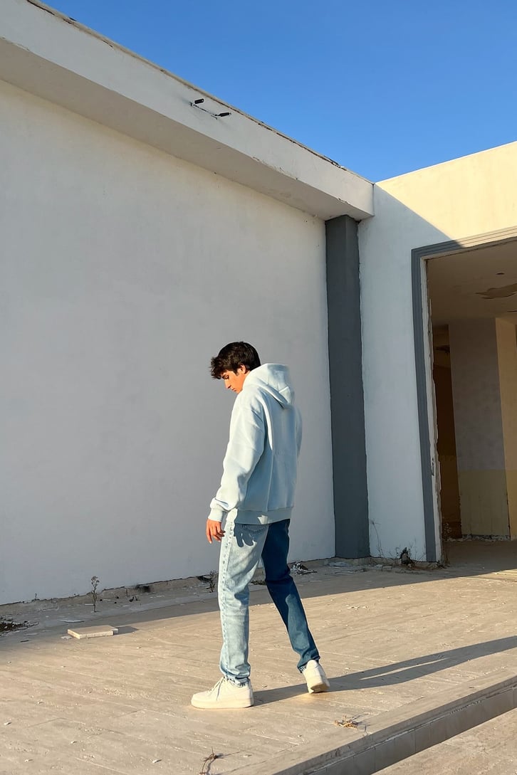 Parçalı Mavi Regular Fit Jean