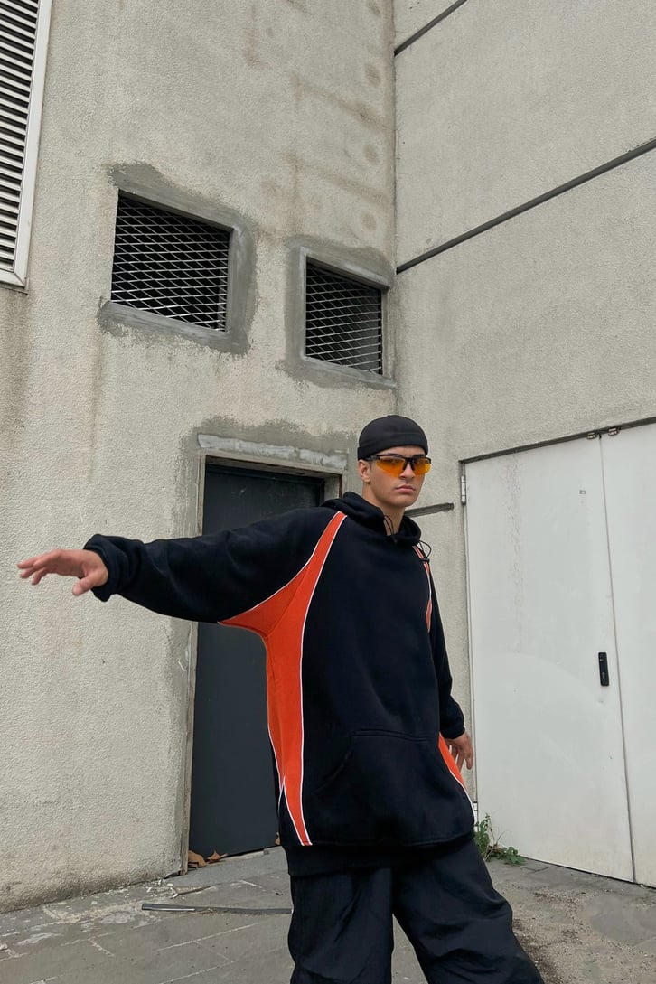 Parçalı Oversize Hoodie