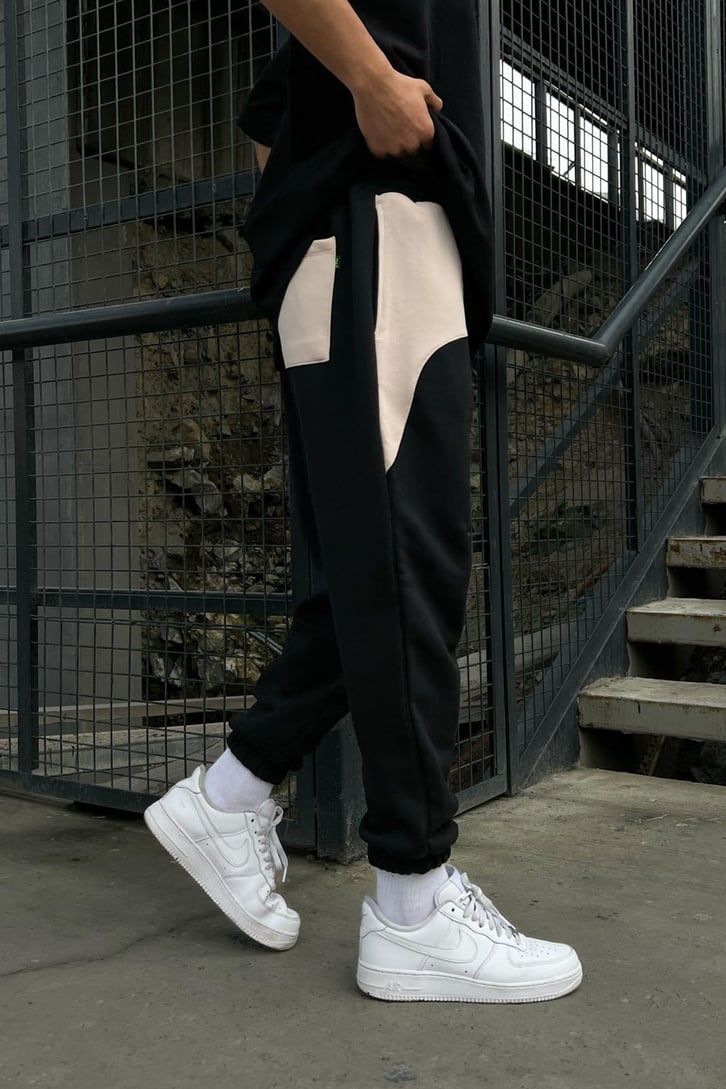 Parçalı Siyah Jogger Fit Eşofman