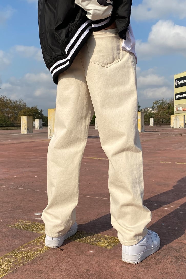 Patchwork Ecru Premium Baggy Jean