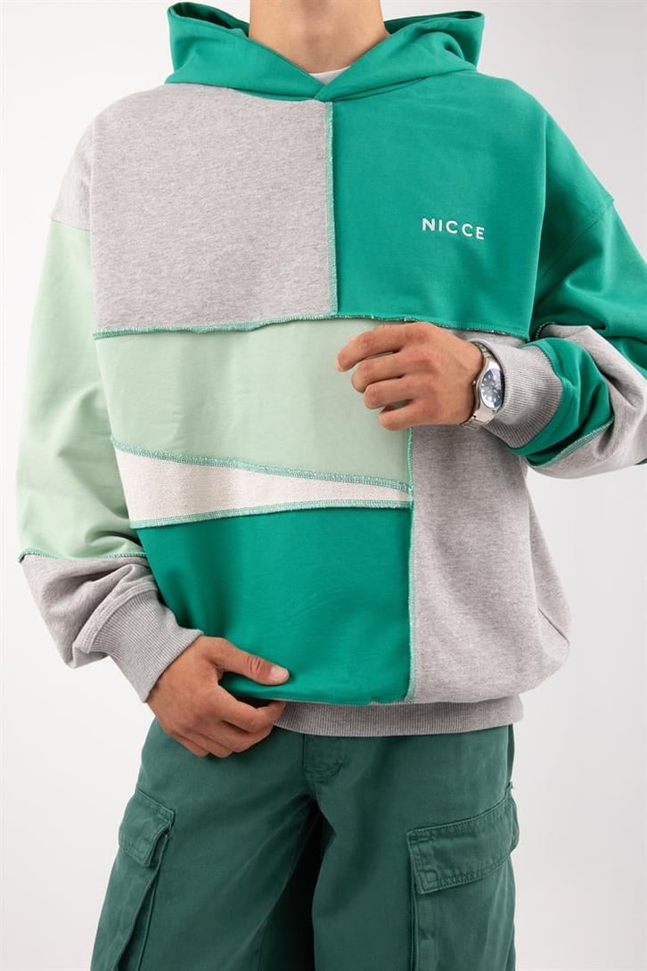 Patchwork Yeşil Oversize Hoodie
