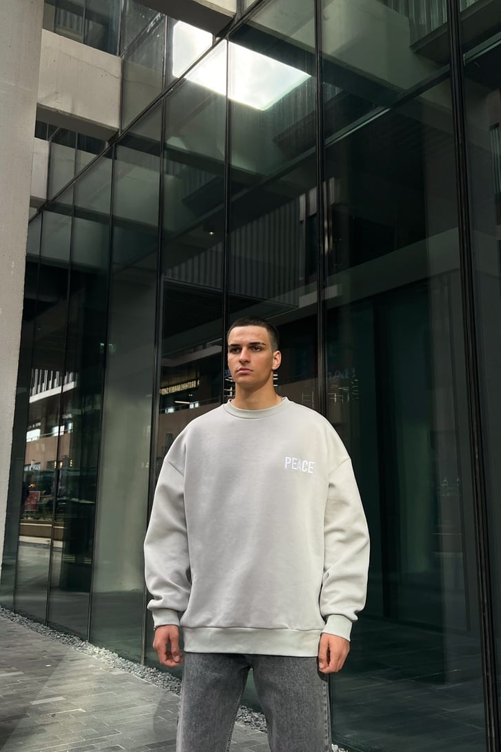 Peace Nakışlı Oversize Sweatshirt